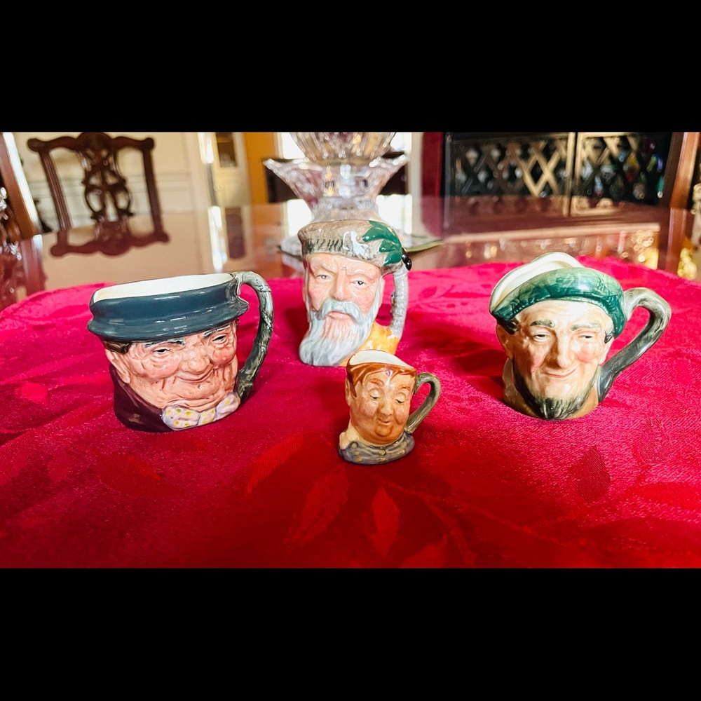 4 Vintage Toby Mugs Miniature Character